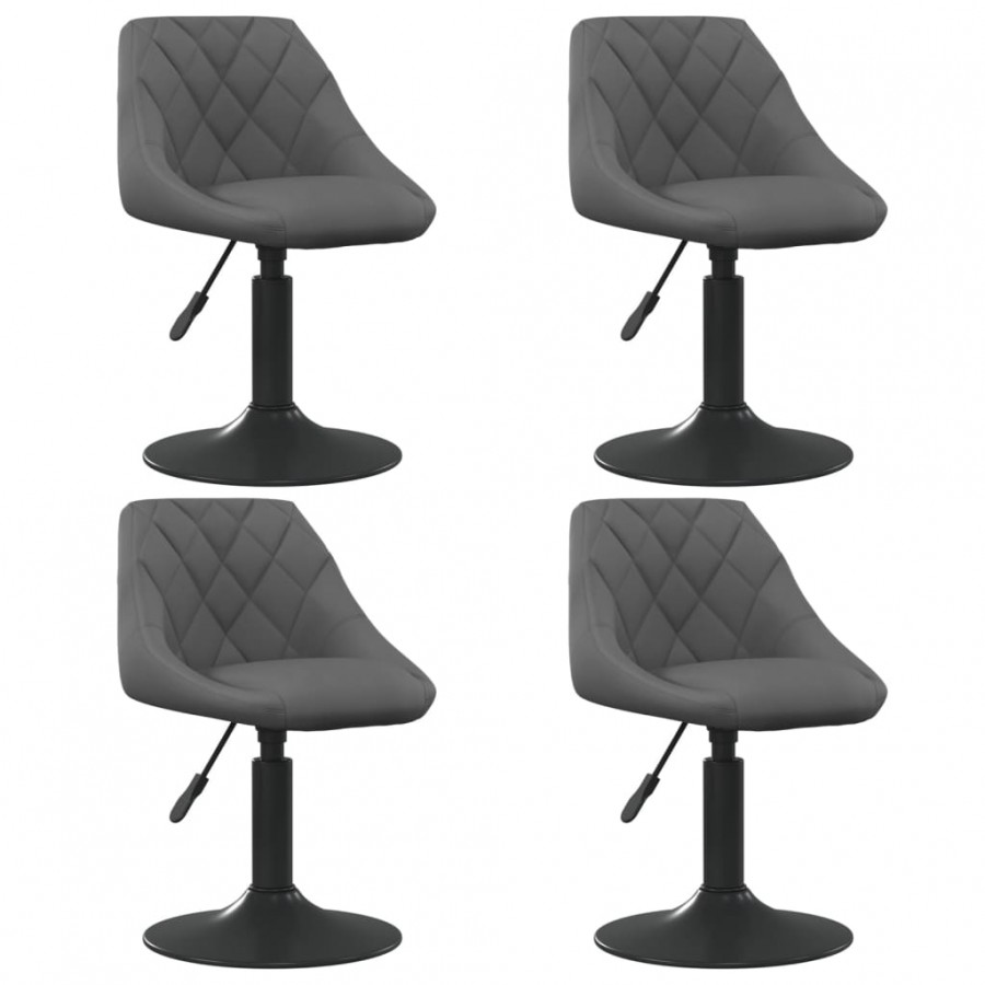 Chaises pivotantes à manger lot de 4 gris foncé velours