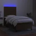 cadre de lit et matelas et LED Marron foncé 90x190cm