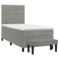cadre de lit et matelas Gris clair 80x200 cm Velours