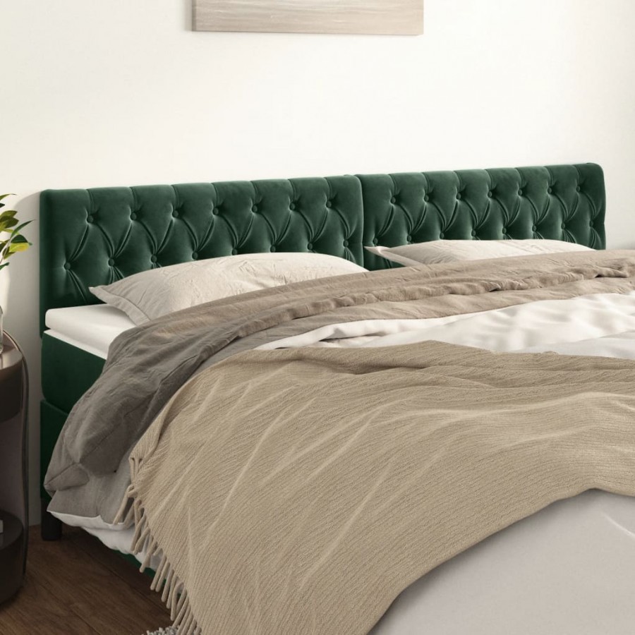 Têtes de lit 2 pcs Vert foncé 100x7x78/88 cm Velours