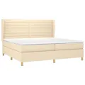 cadre de lit avec matelas Crème 200x200 cm Tissu