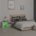 Tables de chevet 2 pcs et lumières LED Gris béton 70x36,5x40 cm