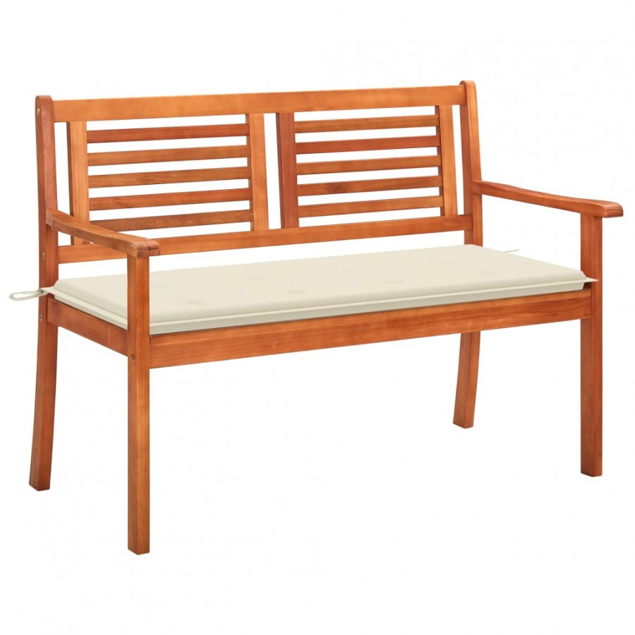 Banc de jardin 2 places avec coussin 120 cm Bois d'eucalyptus