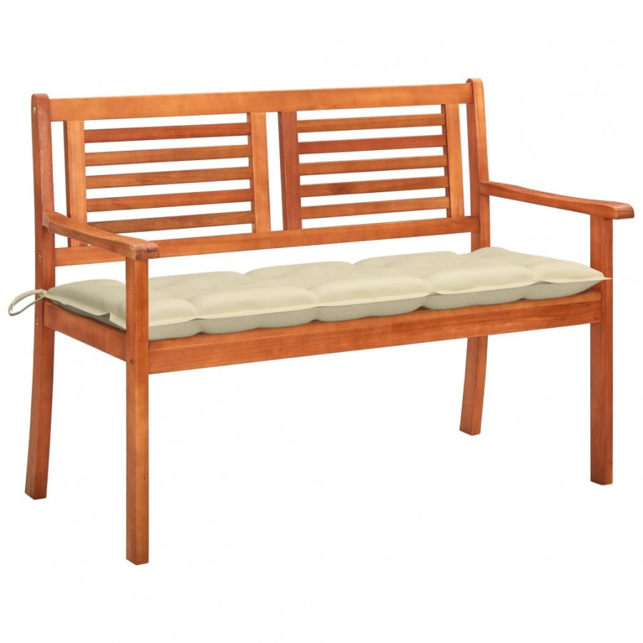 Banc de jardin 2 places avec coussin 120 cm Bois d'eucalyptus