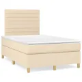 cadre de lit matelas et LED crème 120x190 cm tissu