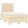 cadre de lit matelas et LED crème 120x190 cm tissu