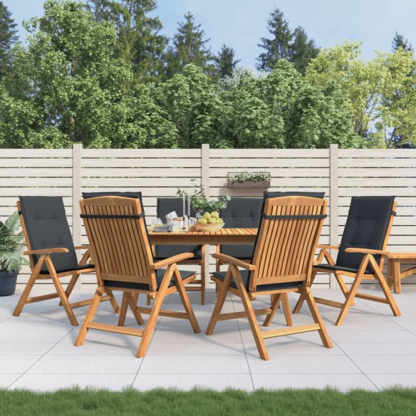 Chaises de jardin inclinables et coussins lot de 6 bois teck