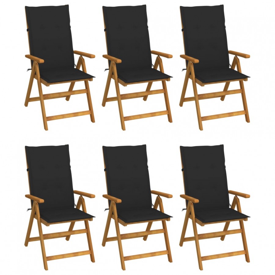 Chaises pliables de jardin 6 pcs avec coussins Bois d'acacia