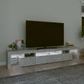 Meuble TV avec lumières LED Gris béton 230x36,5x40 cm