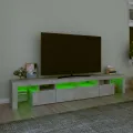 Meuble TV avec lumières LED Gris béton 230x36,5x40 cm