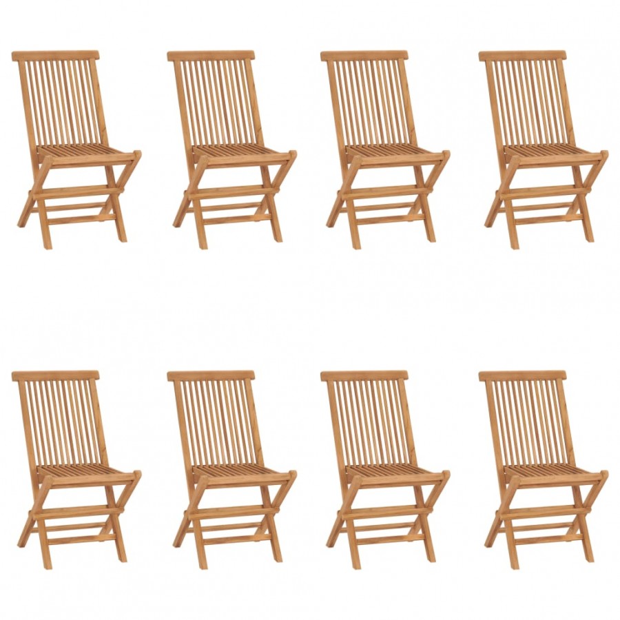 Chaises pliables de jardin 8 pcs Bois de teck solide