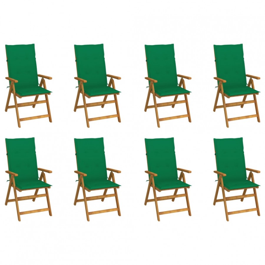 Chaises pliables de jardin avec coussins 8 pcs Bois d'acacia