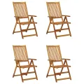 Chaises inclinables de jardin 4 pcs avec coussins Bois d'acacia