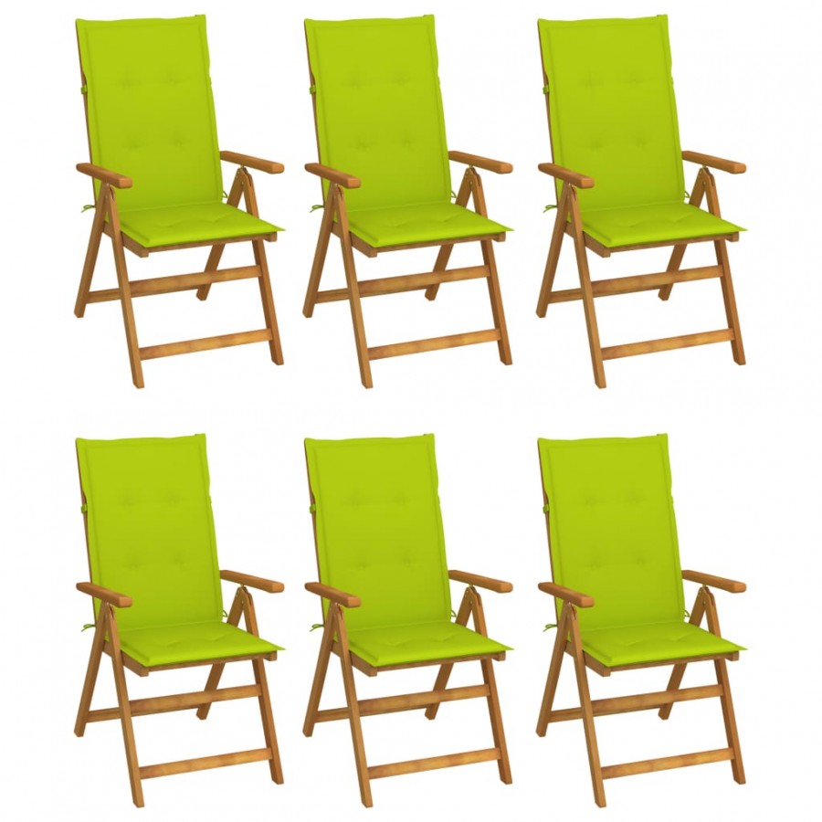 Chaises pliables de jardin 6 pcs avec coussins Bois d'acacia