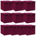 Boîtes de rangement 10 pcs Rouge foncé 32x32x32 cm Tissu