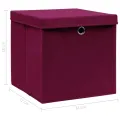 Boîtes de rangement 10 pcs Rouge foncé 32x32x32 cm Tissu