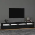 Meuble TV avec lumières LED Noir 240x35x40 cm