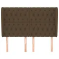 Tête de lit avec oreilles Marron foncé 147x23x118/128 cm Tissu