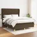 cadre de lit avec matelas Marron foncé 140x200 cm