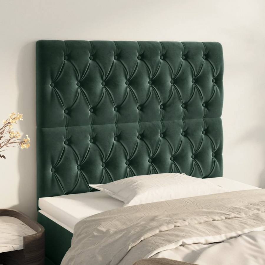 Têtes de lit 2 pcs Vert foncé 100x7x78/88 cm Velours