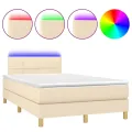 cadre de lit avec matelas LED Crème 120x200 cm Tissu