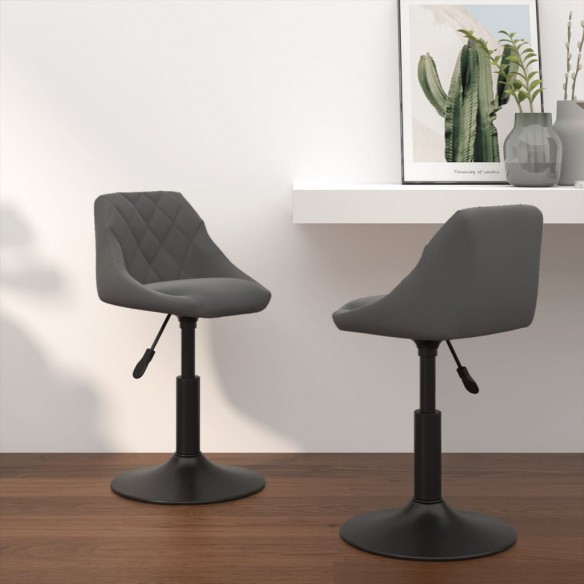 Chaises pivotantes à dîner 2 pcs Gris foncé Velours