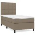 cadre de lit avec matelas Taupe 90x190 cm Tissu