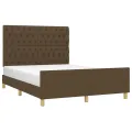 Cadre de lit avec tête de lit marron foncé 140x190 cm Tissu