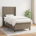cadre de lit avec matelas Taupe 90x200 cm Tissu
