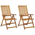Chaises inclinables de jardin 2 pcs avec coussins Bois d'acacia