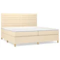 cadre de lit avec matelas Crème 200x200 cm Tissu