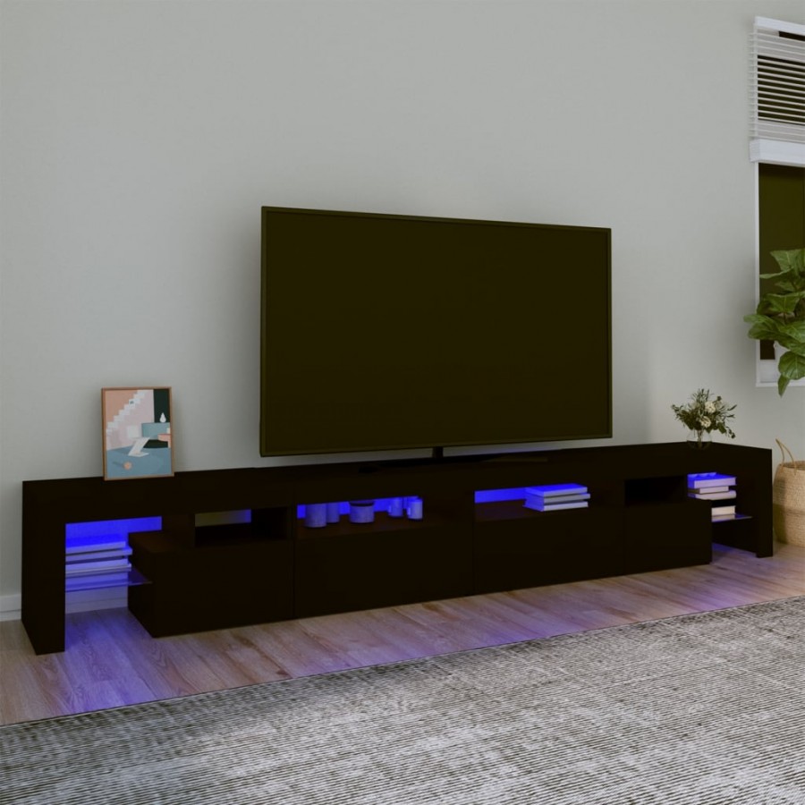 Meuble TV avec lumières LED Noir 260x36,5x40 cm