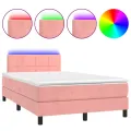 cadre de lit et matelas LED rose 120x190 cm velours