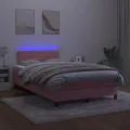 cadre de lit et matelas LED rose 120x190 cm velours