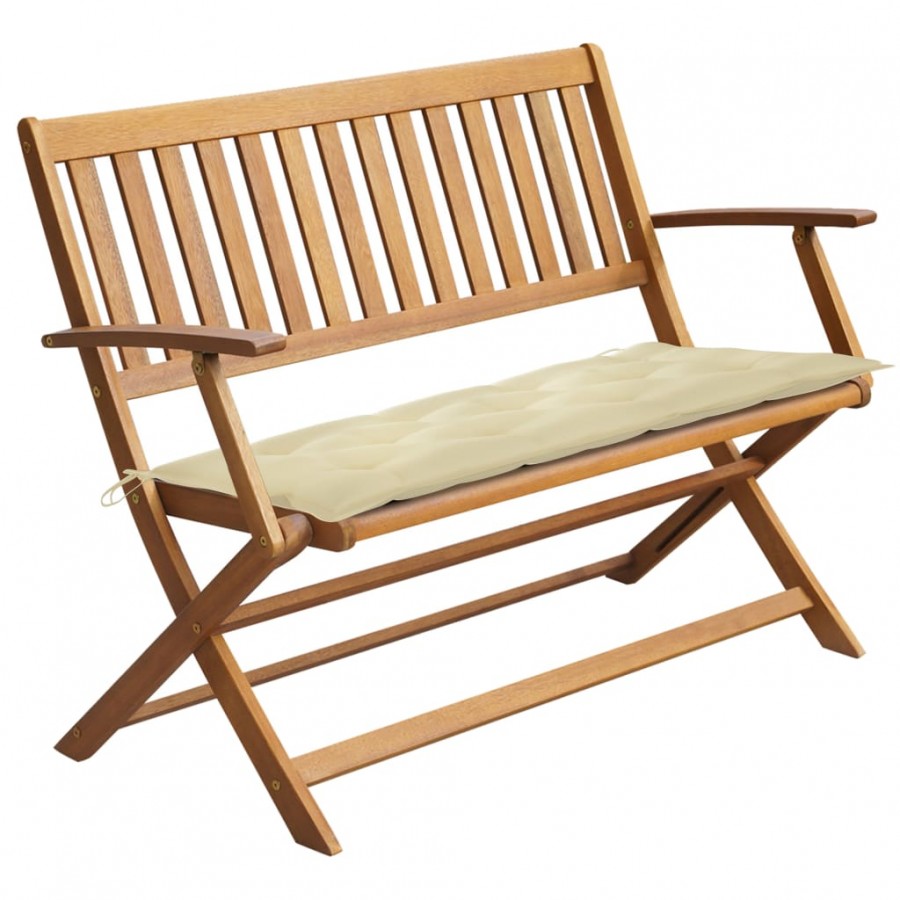 Banc de jardin avec coussin 120 cm Bois d'acacia massif