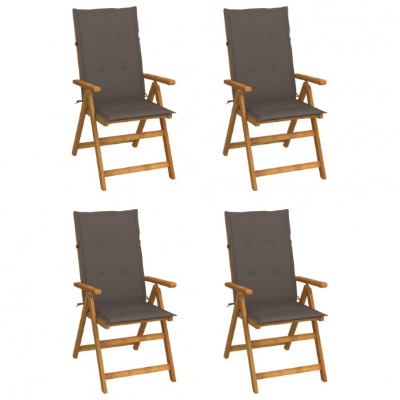 Chaises inclinables de jardin 4 pcs avec coussins Bois d'acacia