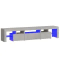 Meuble TV avec lumières LED Gris béton 200x36,5x40 cm