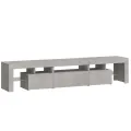 Meuble TV avec lumières LED Gris béton 200x36,5x40 cm