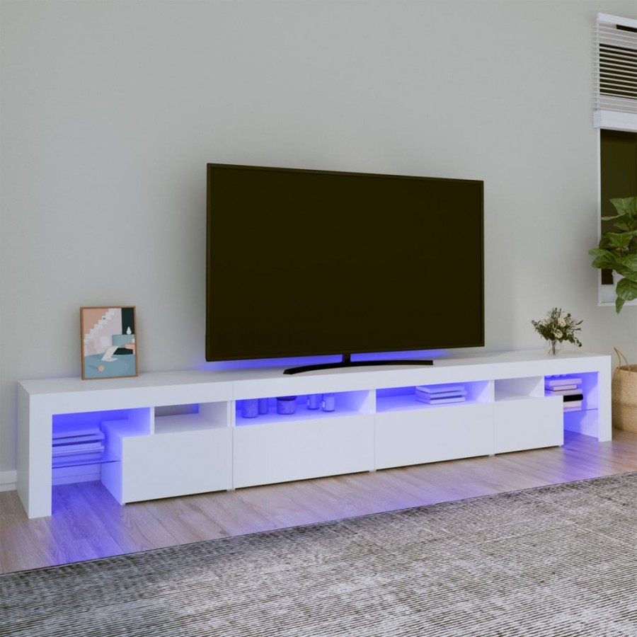 Meuble TV avec lumières LED Blanc 260x36,5x40 cm