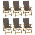 Chaises pliables de jardin 6 pcs avec coussins Bois d'acacia
