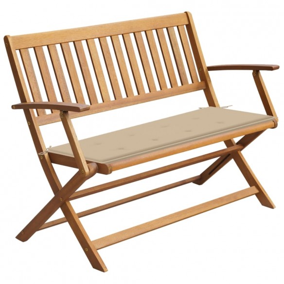 Banc de jardin avec coussin 120 cm Bois d'acacia massif