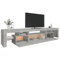 Meuble TV avec lumières LED Gris béton 215x36,5x40 cm