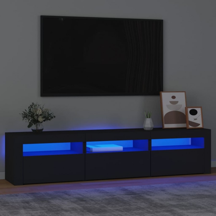 Meuble TV avec lumières LED Noir 180x35x40 cm