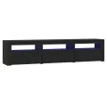 Meuble TV avec lumières LED Noir 180x35x40 cm