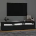 Meuble TV avec lumières LED Noir 180x35x40 cm