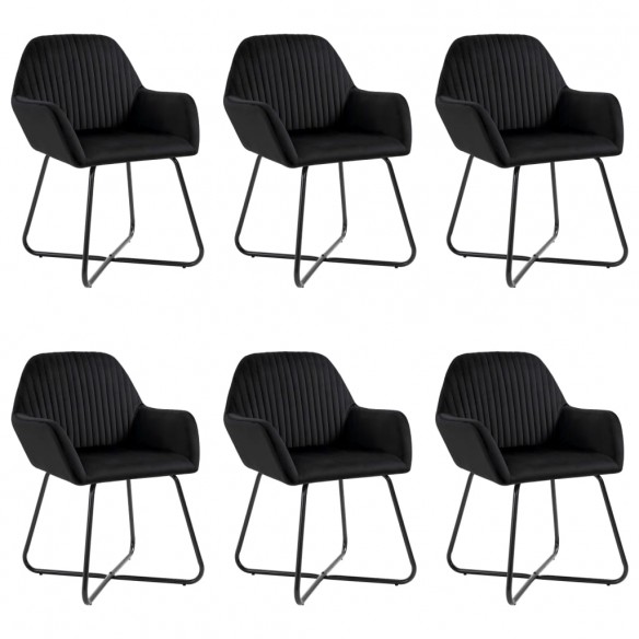 Chaises à manger lot de 6 noir velours