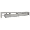 Meuble TV avec lumières LED Gris béton 290x36,5x40 cm