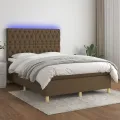cadre de lit matelas et LED Marron foncé 140x200 cm
