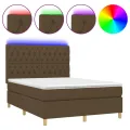 cadre de lit matelas et LED Marron foncé 140x200 cm