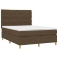cadre de lit matelas et LED Marron foncé 140x200 cm